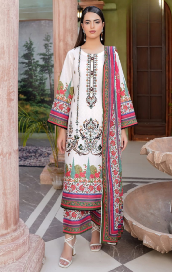 Zarmin – 3PC Lawn Cotton Embroidered Suit with Lawn Dupatta