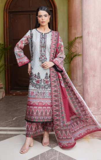 Nayara – 3PC Lawn Cotton Embroidered Suit with Lawn Dupatta