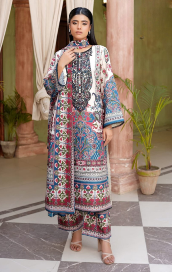 Abeer – 3PC Lawn Cotton Embroidered Suit with Lawn Dupatta