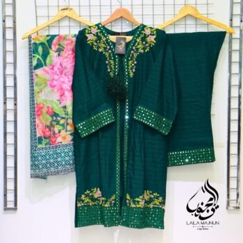 KINZA_3 PC Embroidered Self Cotton Suit